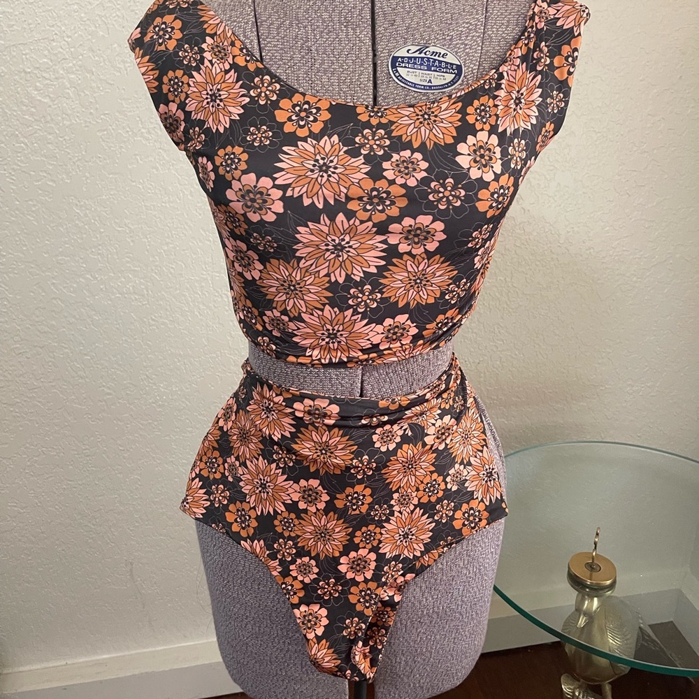 Dazey LA Floral Bikini in Black and Orange